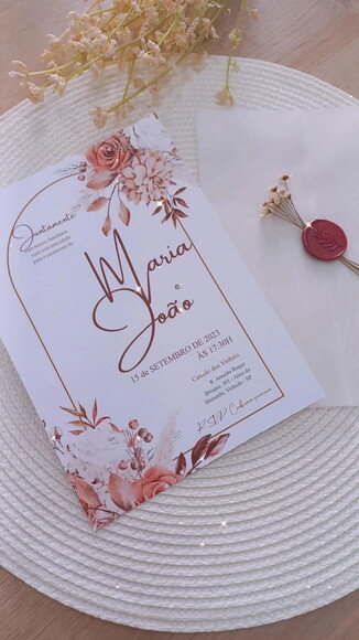 Convite de Casamento Envelope Papel Vegetal