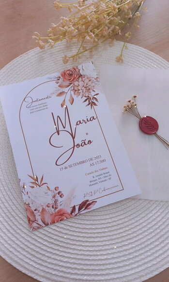 Convite de Casamento Envelope Papel Vegetal