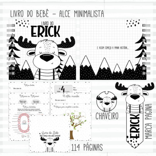 Livro do bebê Alce Minimalista
