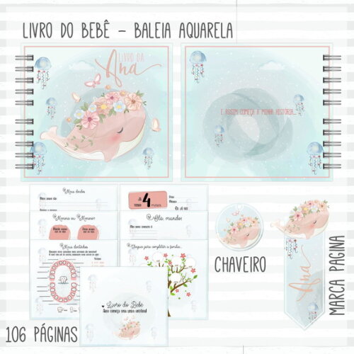 Livro do bebê Baleia Aquarela