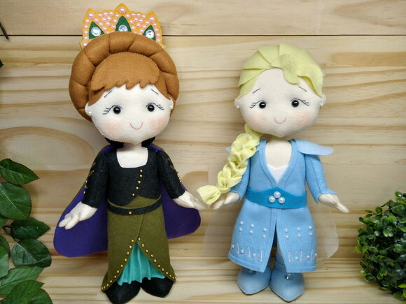 Anna e Elsa de feltro - filme Frozen