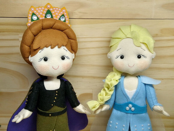 Anna e Elsa de feltro - filme Frozen