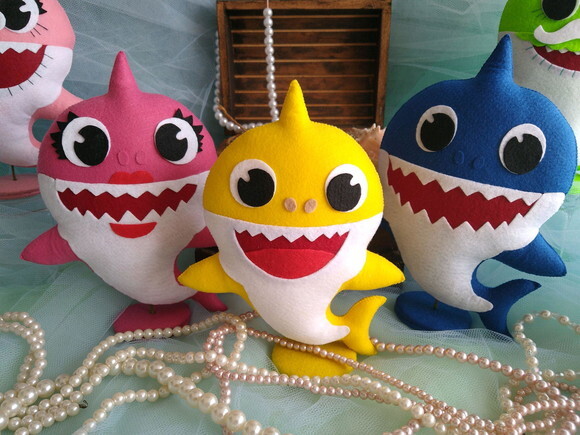 Baby Shark em Feltro - Kit 5 Peças