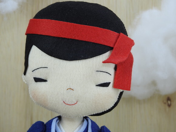 Boneco Japonês em Feltro (taikomochi ou Hokan)* Chamar Chat