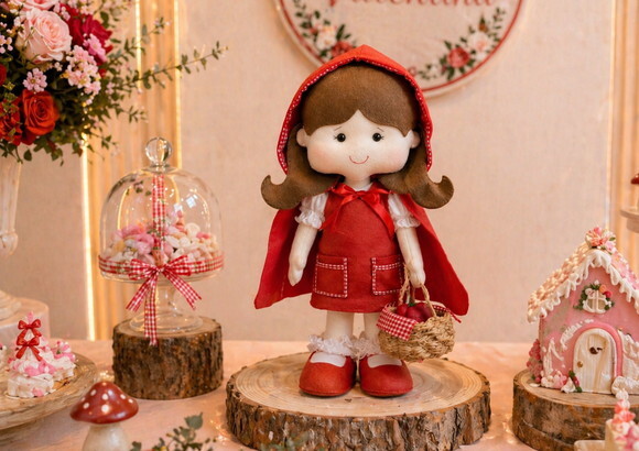 Chapeuzinho Vermelho em Feltro 40cm - Bonecos Personalizados