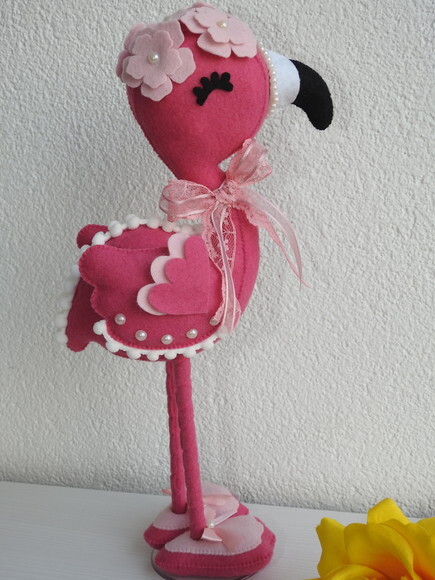 Flamingo 3d em Feltro - Chamar no Chat