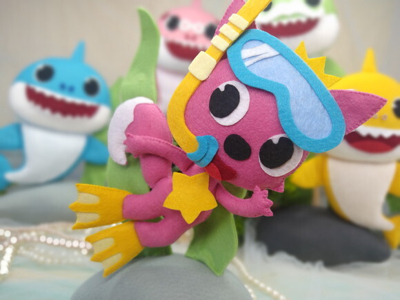 Gato - Baby Shark em Feltro* Chamar Chat