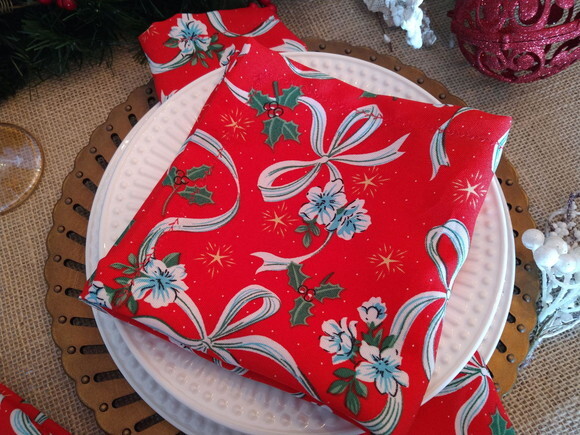 Guardanapo de Tecido de Natal - 6 Peças + 1 de Brinde