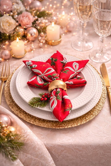 Guardanapo de Tecido de Natal - 6 Peças + 1 de Brinde