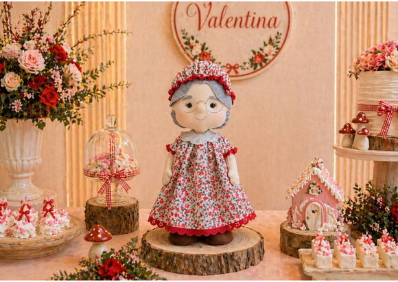 Kit Chapeuzinho Vermelho em Feltro 40cm - Bonecos Decorativo