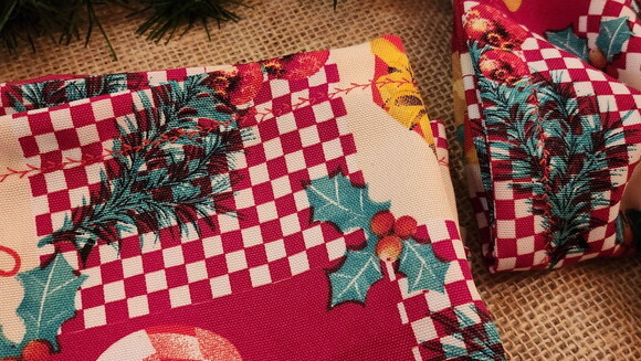 Kit com 4 Guardanapo de Tecido de Natal - Pronta Entrega