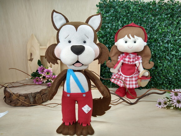 Lobo Mau da Chapeuzinho em Feltro - 28 Cm* Chamar Chat
