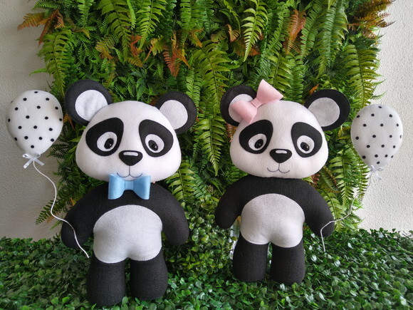 Panda em Feltro - Kit com 2 peças