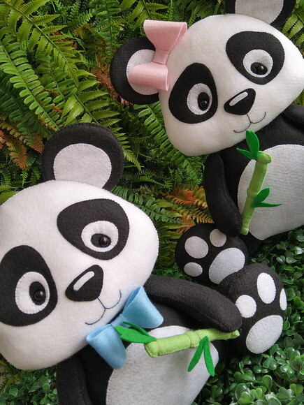 Panda em Feltro - Kit com 2 peças