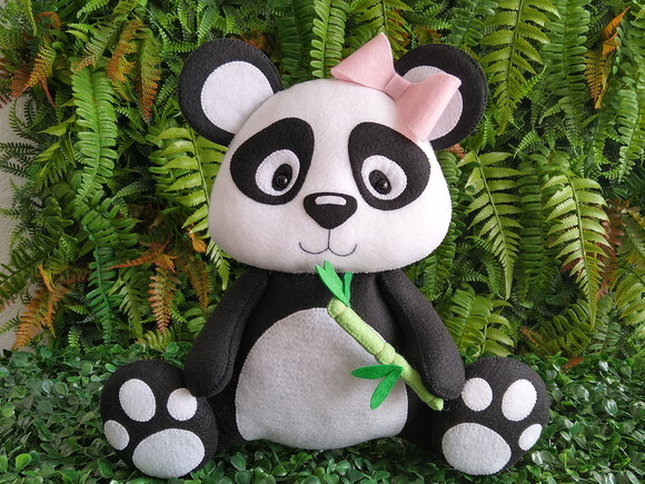 Panda em Feltro - Kit com 4 peças