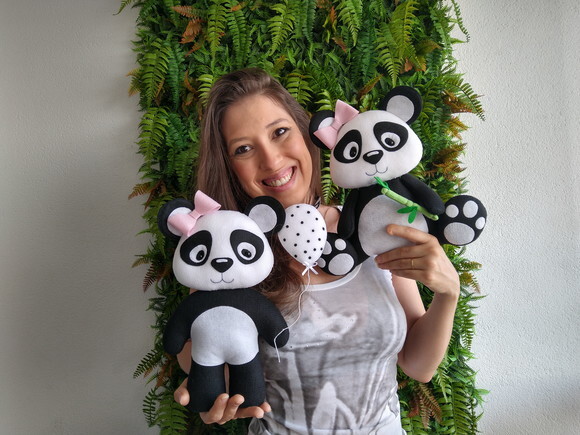 Panda em Feltro - Kit com 4 peças