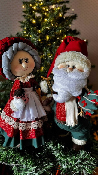 Papai Noel e Mamãe Noel Decorativo