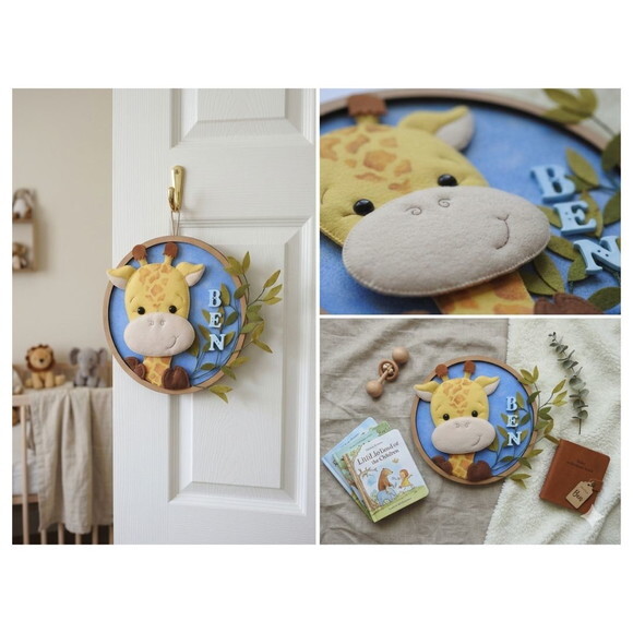 Porta Maternidade Tema Girafa - Quadro Decorativo Infantil
