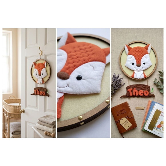Quadro Porta Maternidade Raposa Feltro ? Decoração Quarto