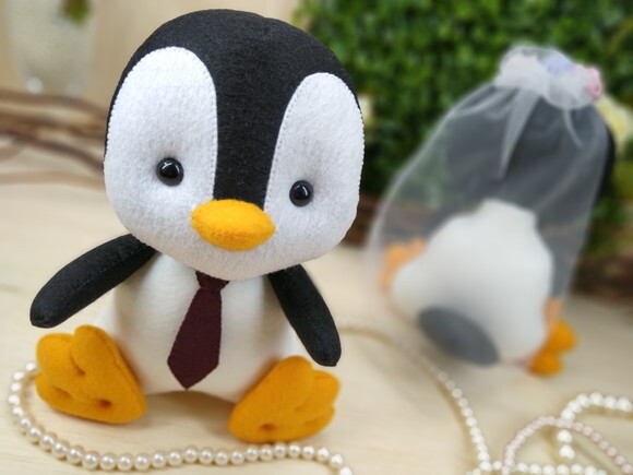 Topo de Bolo - Pinguim Noivo