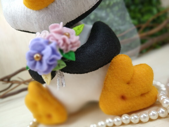 Topo de Bolo - Pinguim Noiva