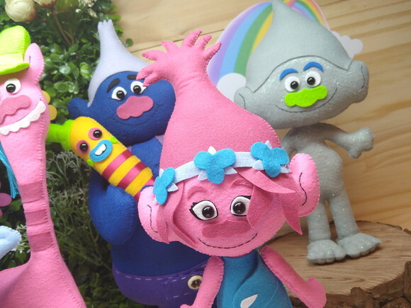 Trolls de Feltro - Kit com 6 Peças