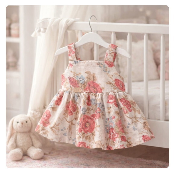 Vestido Floral para Boneca 32 cm em Tricoline com Velcro