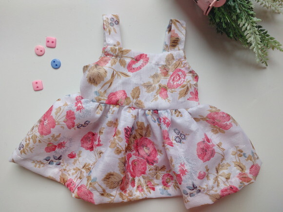 Vestido Floral para Boneca 32 cm em Tricoline ? com Velcro