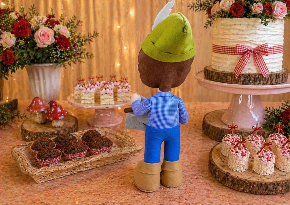 Boneco Lenhador Feltro Decoração Festa Chapeuzinho Vermelho 40 