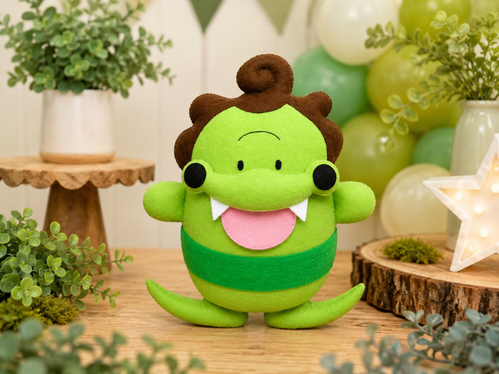 Boneco Jacaré Em Feltro Artesanal 24 Cm Decoração Festa
