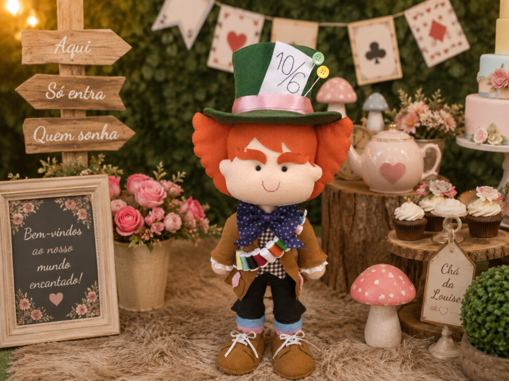Decoração Festa Alice País Das Maravilhas Bonecos Kit Com 4