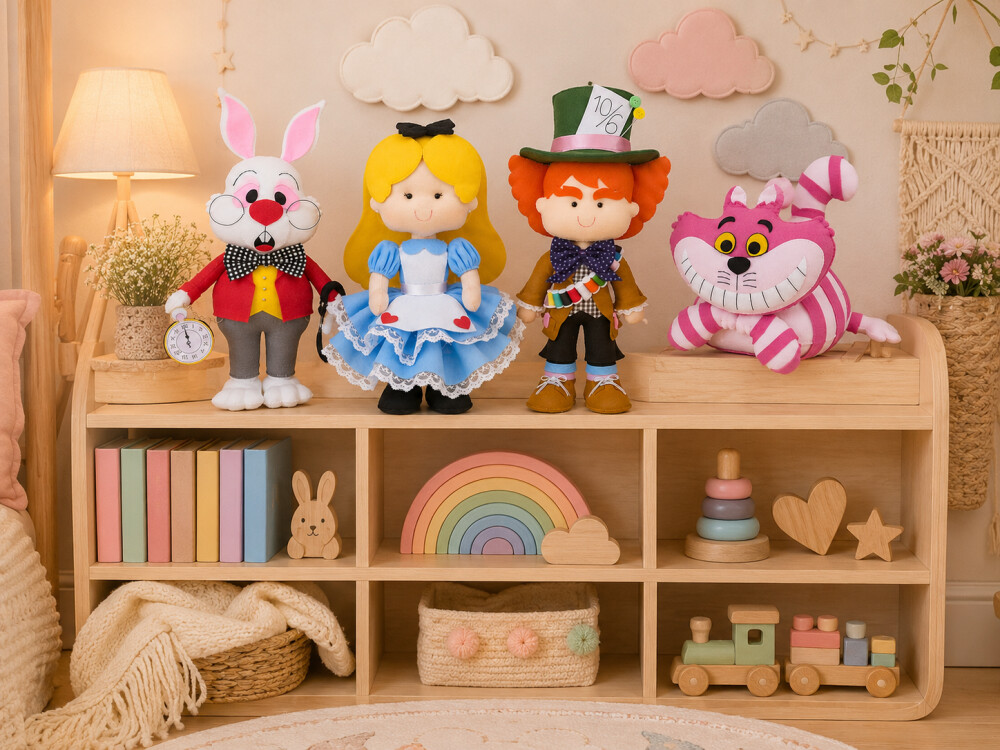 Decoração Festa Alice País Das Maravilhas Bonecos Kit Com 4