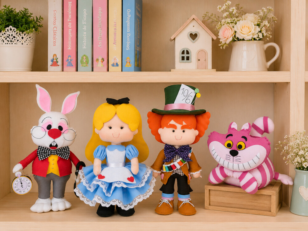 Decoração Festa Alice País Das Maravilhas Bonecos Kit Com 4