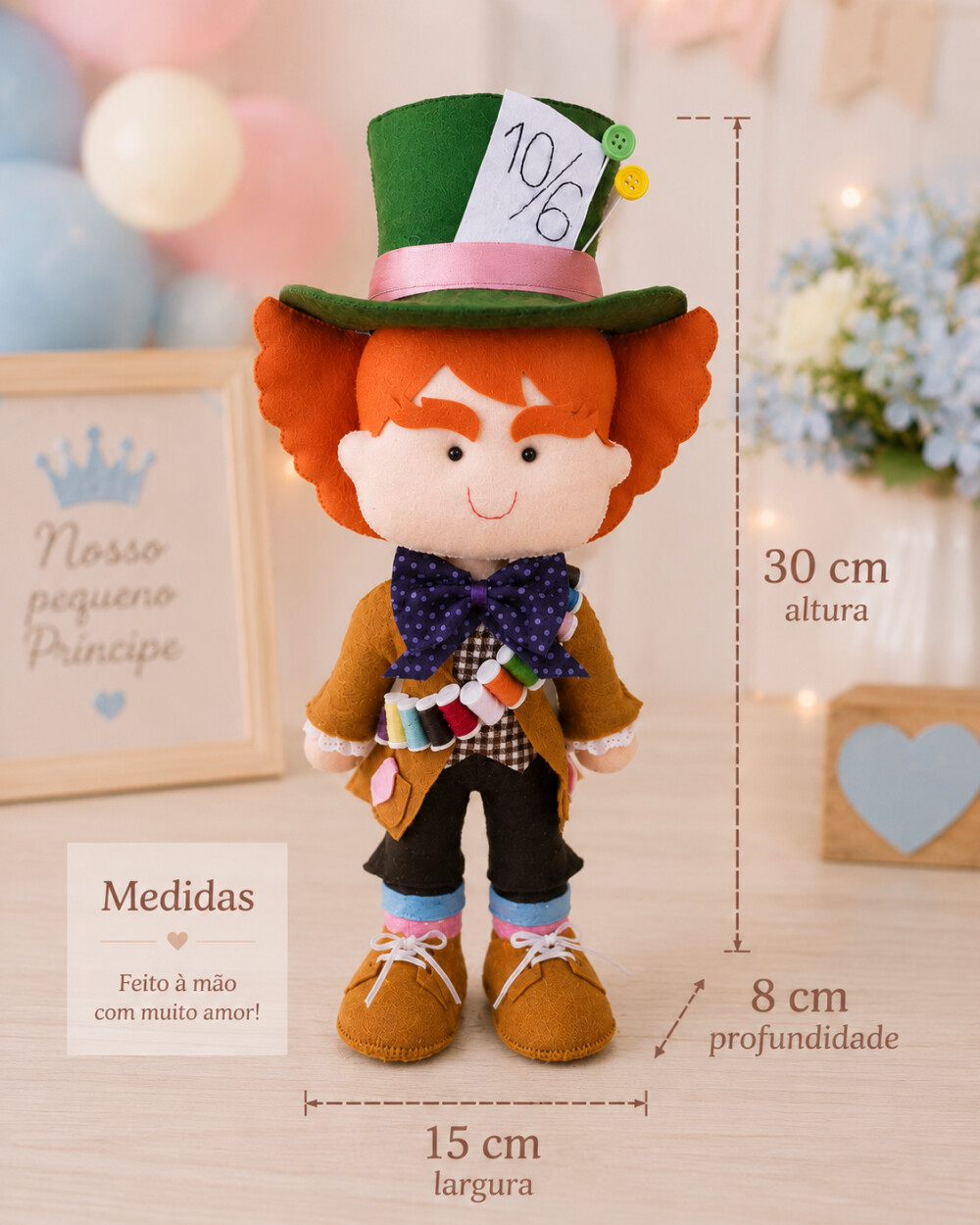 Boneco Chapeleiro Maluco Alice No País Das Maravilha