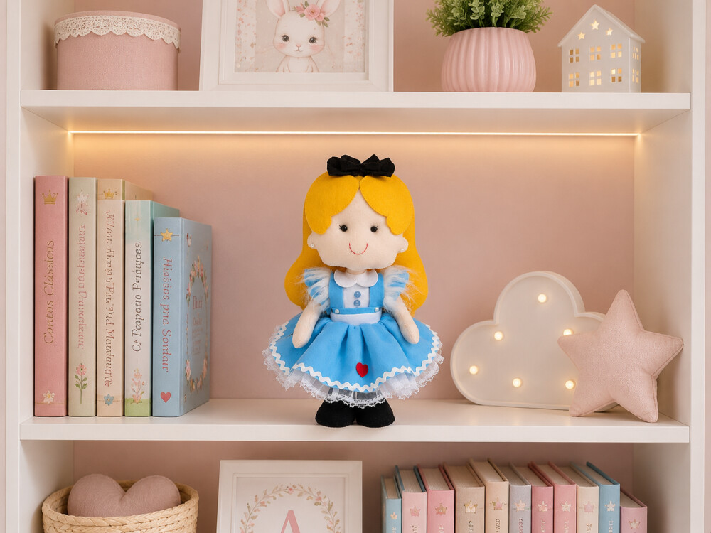 Boneca Alice Pais Das Maravilhas De Feltro