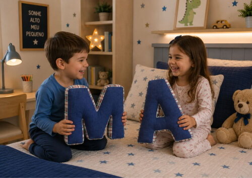 2 Almofadas Letra Decorativa Personalizada - Escolher Letra
