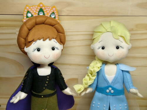 Anna e Elsa de feltro - filme Frozen