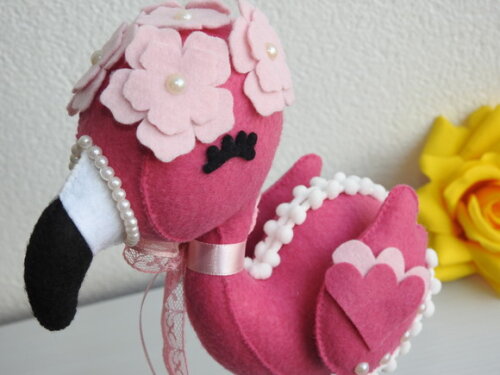 Flamingo 3d em Feltro - Chamar no Chat