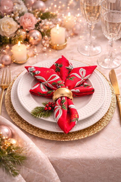 Guardanapo de Tecido de Natal - 6 Peças + 1 de Brinde