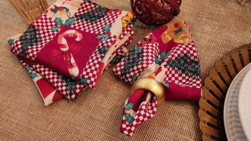 Guardanapo de Tecido de Natal - 6 Peças* Pronta Entrega