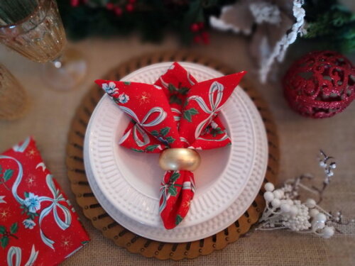 Guardanapo de Tecido de Natal com 4 Peças + 1 de Brinde