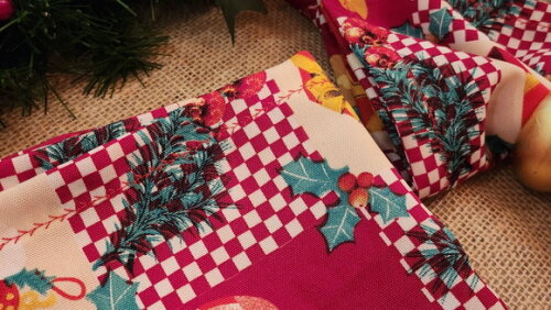 Guardanapo de Tecido de Natal - 6 Peças* Pronta Entrega