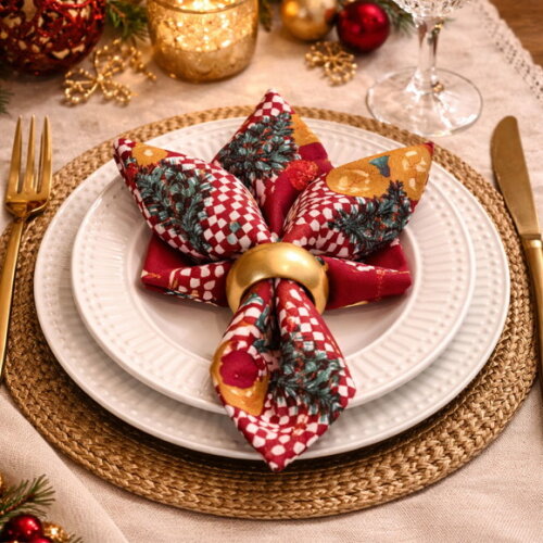 Guardanapo de Tecido de Natal - 6 Peças* Pronta Entrega