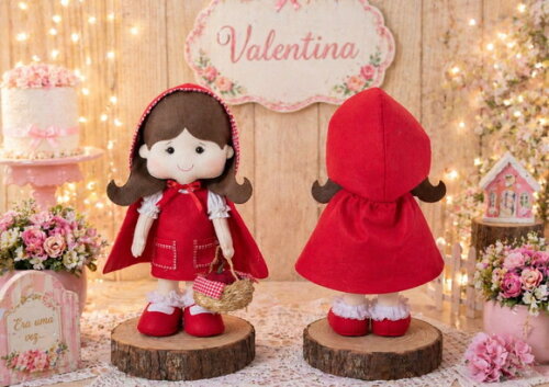 Kit Chapeuzinho Vermelho em Feltro 40cm - 3 Peças