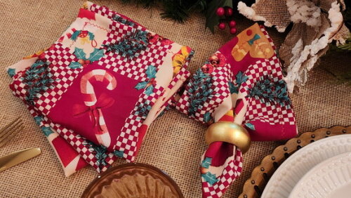 Kit com 4 Guardanapo de Tecido de Natal - Pronta Entrega