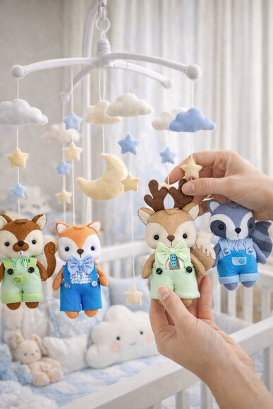 Mobile para Berço Animais Bosque - Estimulo Sensorial