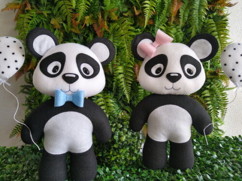 Panda em Feltro - Kit com 2 peças