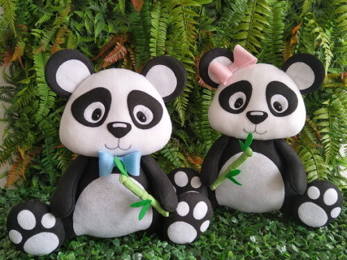 Panda em Feltro - Kit com 2 peças