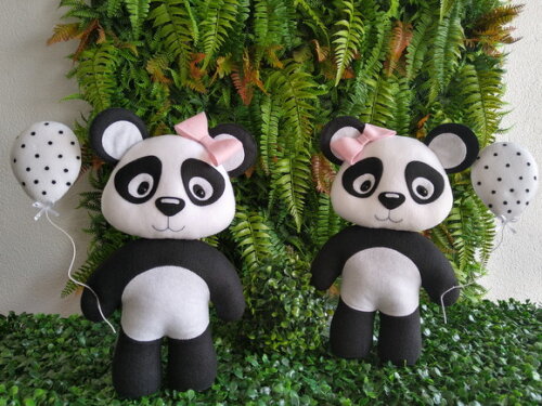 Panda em Feltro - Kit com 2 peças