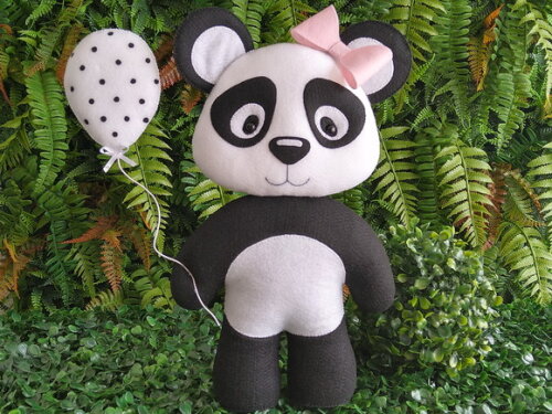 Panda em Feltro - Kit com 4 peças